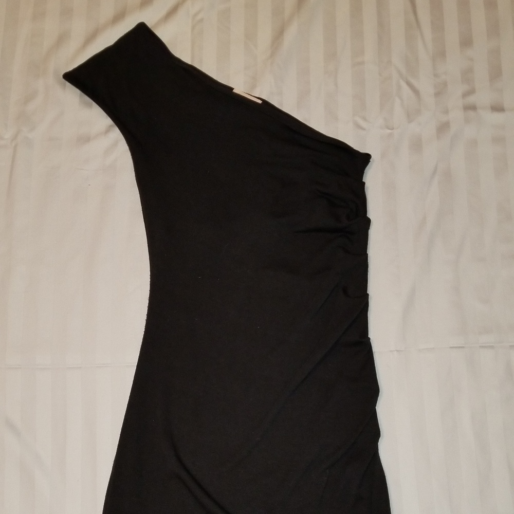 Silence + Noise Off Shoulder Black Mini Dress